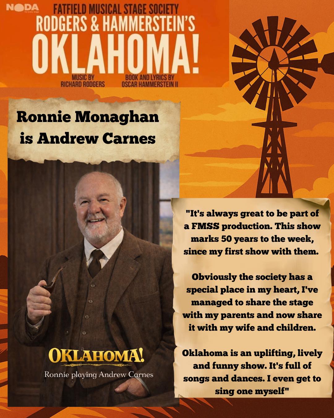 Fatfield - 🎭 Oklahoma! Meet Ronnie Monaghan as Andrew Carnes — and yes ...