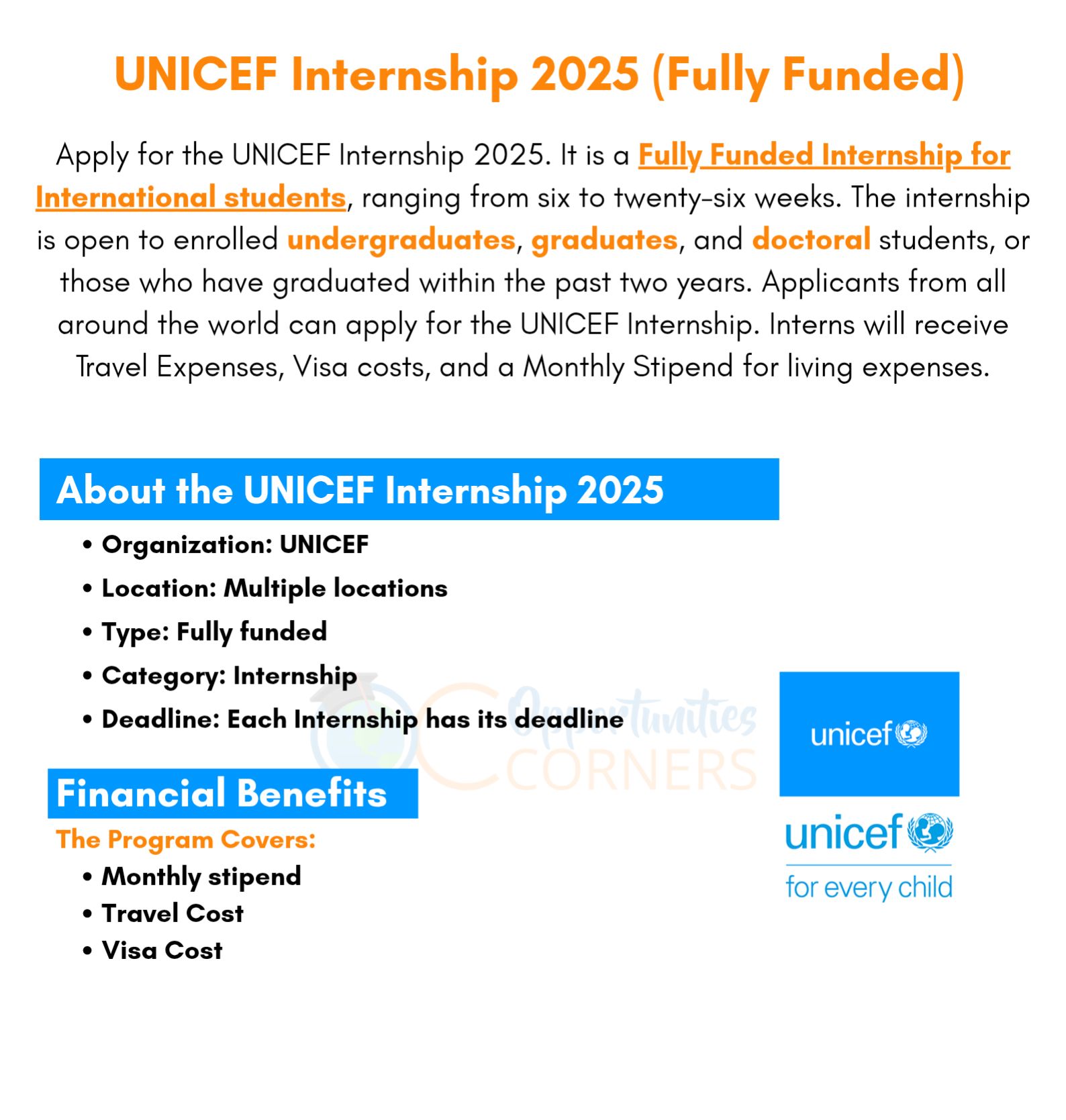 UNICEF Internship 2025 (Fully... - Opportunities Corners | Facebook