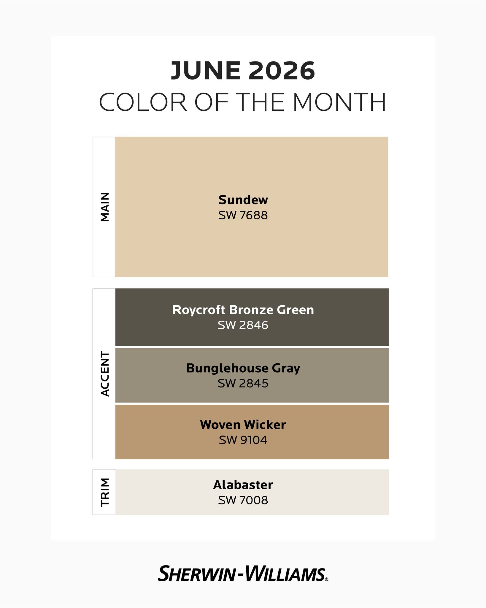 Sherwin-Williams - Our June Color of the Month palette is a 