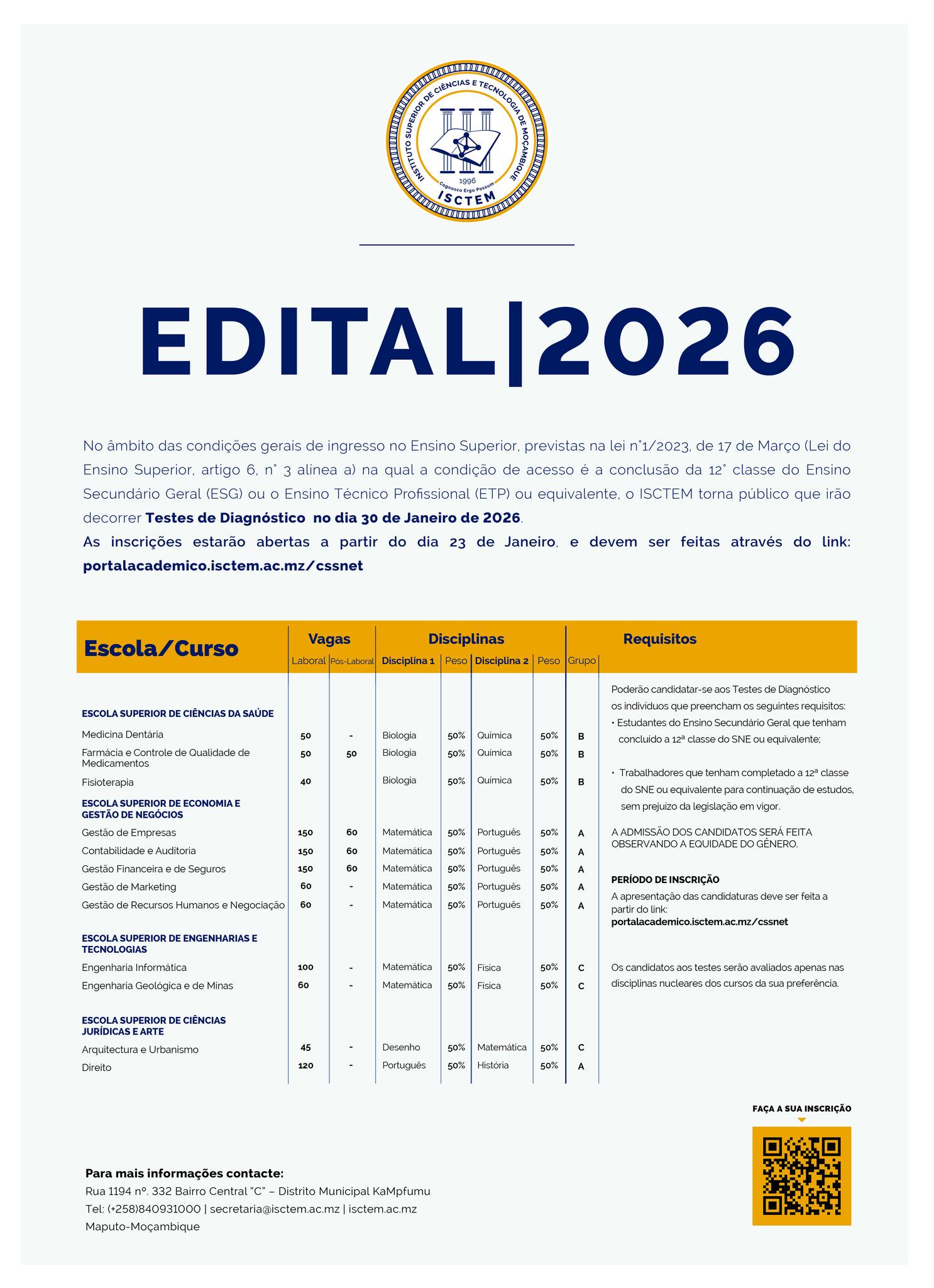 ISCTEM - Instituto Superior de Ciências e Tecnologia de Moçambique | Maputo
