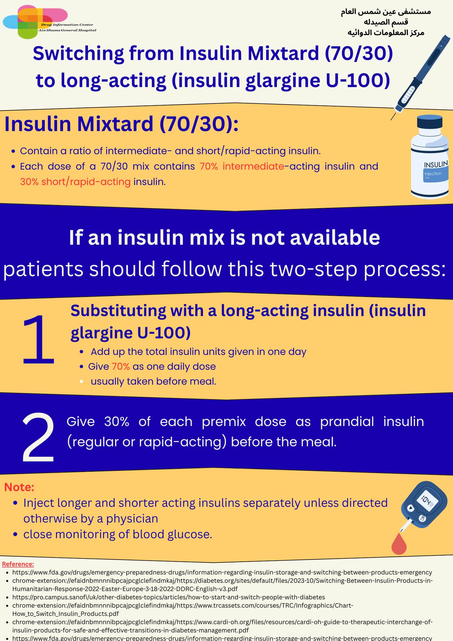 switching from insulin mixtard to lantus