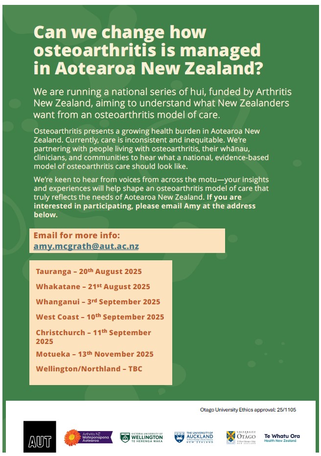 Arthritis - Do you have experience of Osteoarthritis in Aotearoa New ...