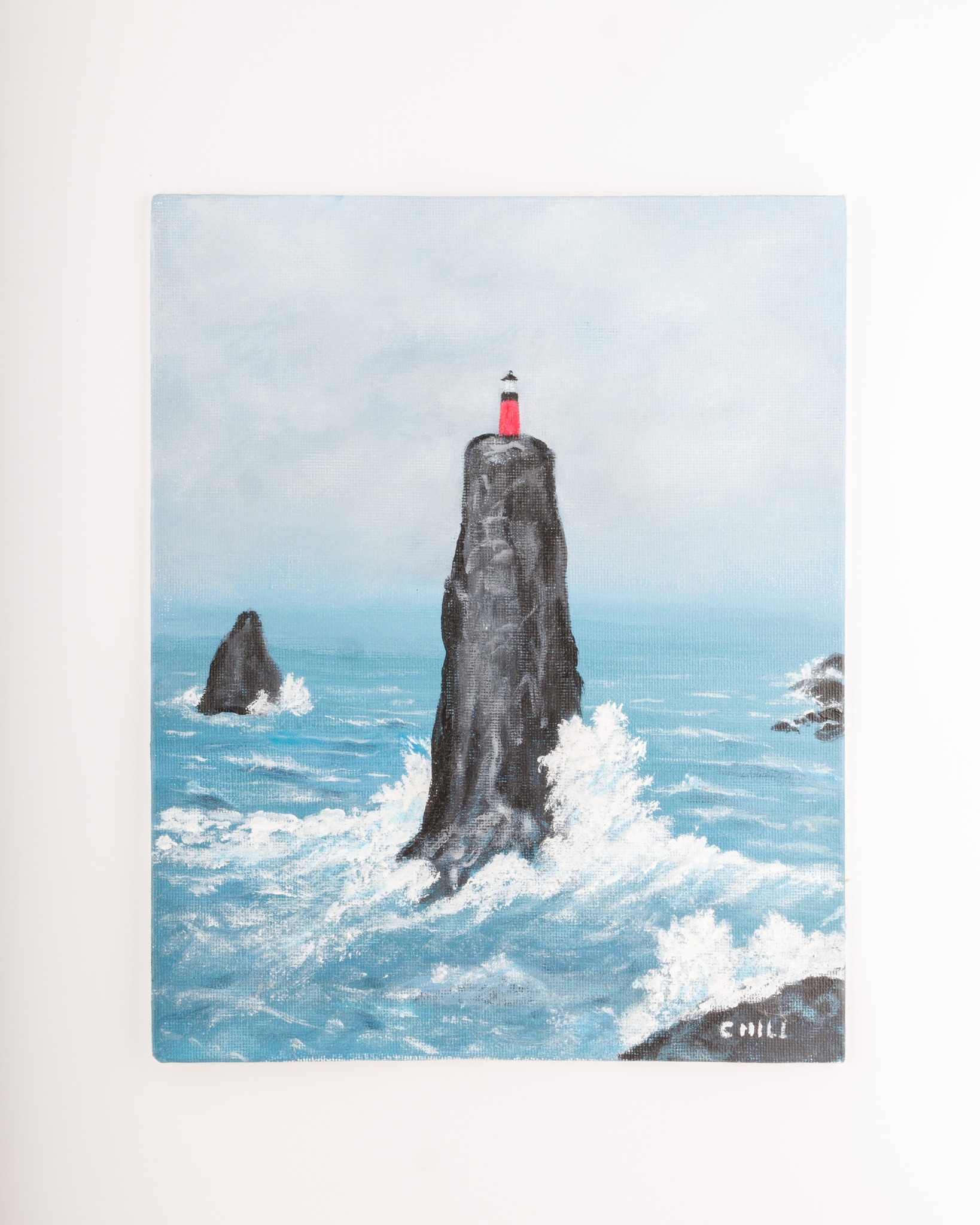 Studio - Stunning painting by Charles, where a lone lighthouse stands ...
