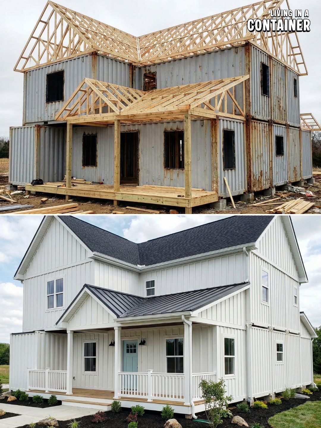 Living - They Used 12 CONTAINERS to Build This Massive Farmhouse?! The ...