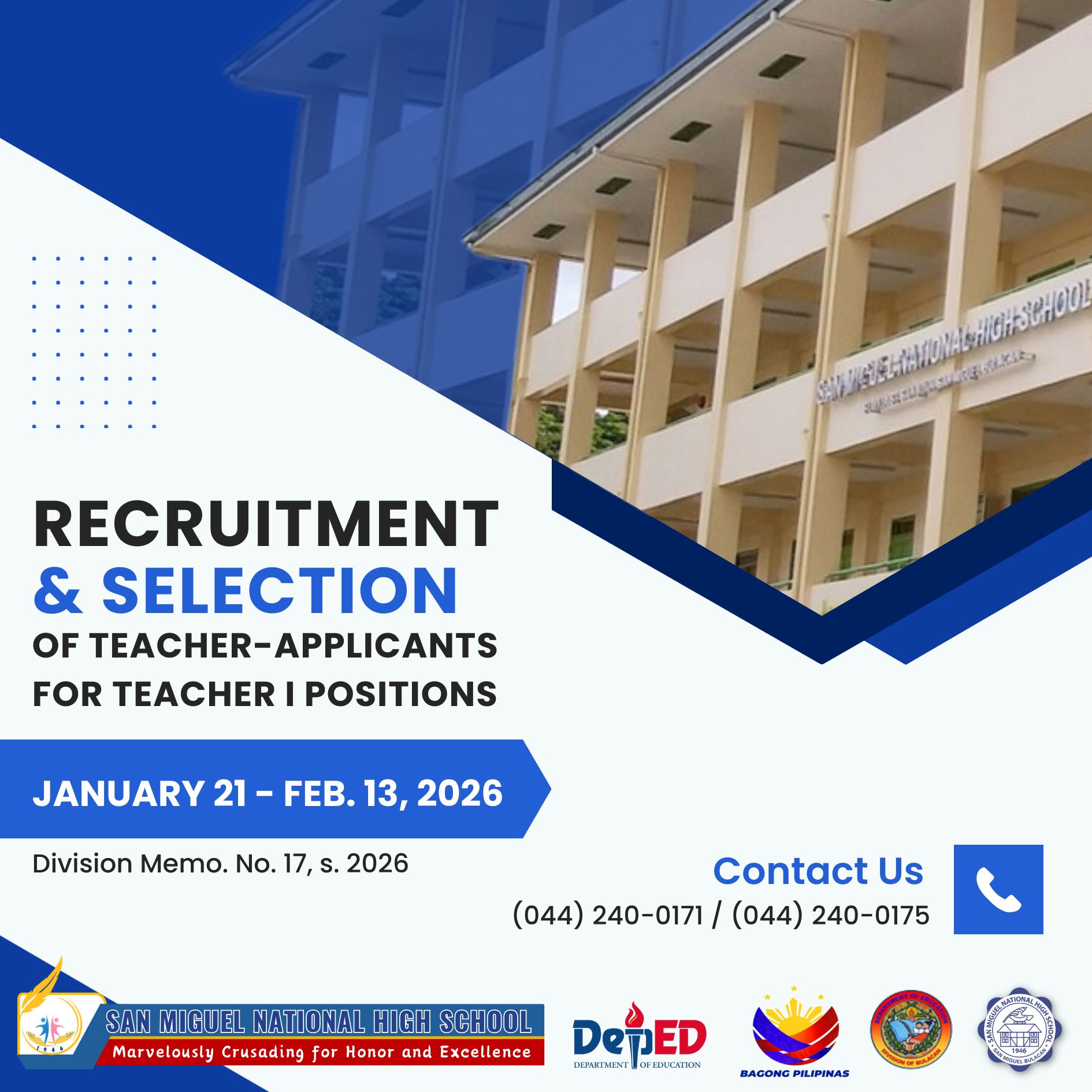 DepEd - 𝗔𝗡𝗡𝗢𝗨𝗡𝗖𝗘𝗠𝗘𝗡𝗧 Recruitment for Teacher I positions is now open in ...