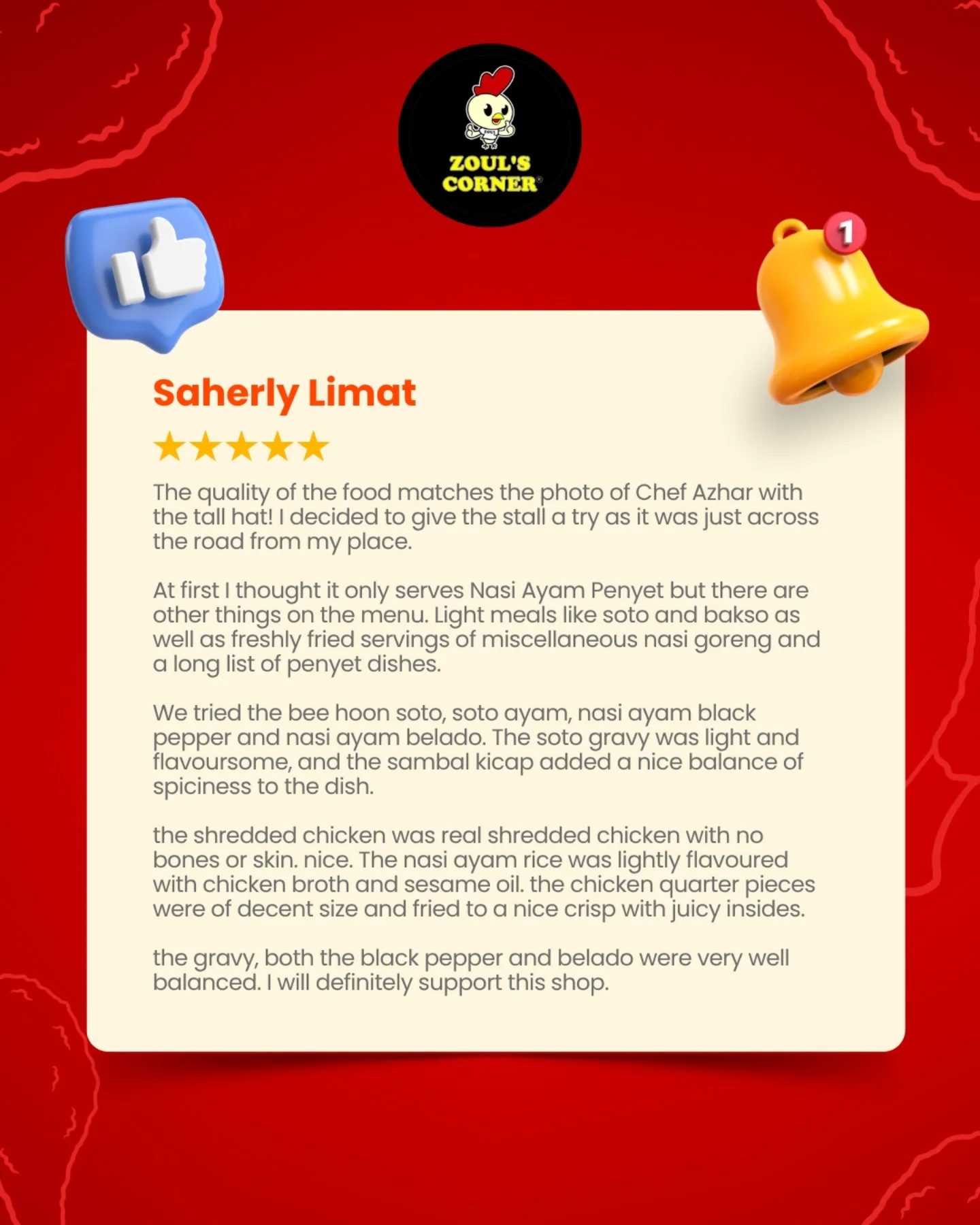 Zoul's Corner - 💬 “The quality of the food matches the... | Facebook