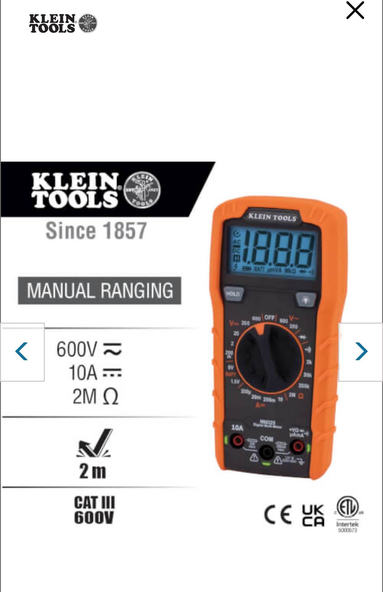 Klein MM325 Digital Multi-Meter - Multimeters - Pflugerville, Texas ...