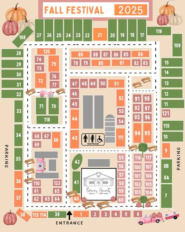 Brown's Accents - 🎃 OUR FALL FESTIVAL VENDOR MAP AND LIST... | Facebook