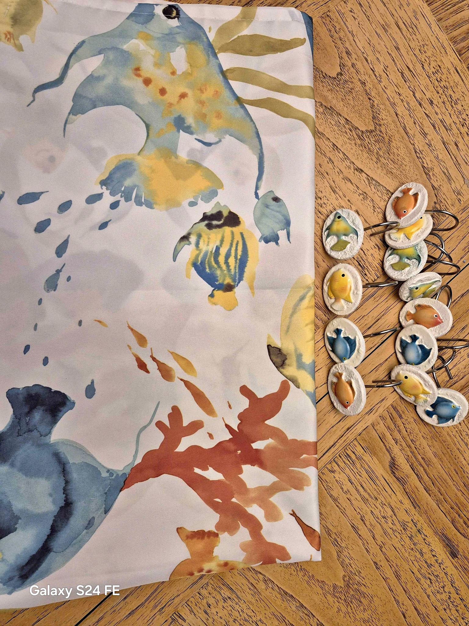 drapes with fish hooks the Lakeside Collection Tisa Shower Curtain, Bath Rug, Hand Towels, Valance, or Vibrant one Sided Print using environmentally friendly printing technique How to Hang Fabric on
