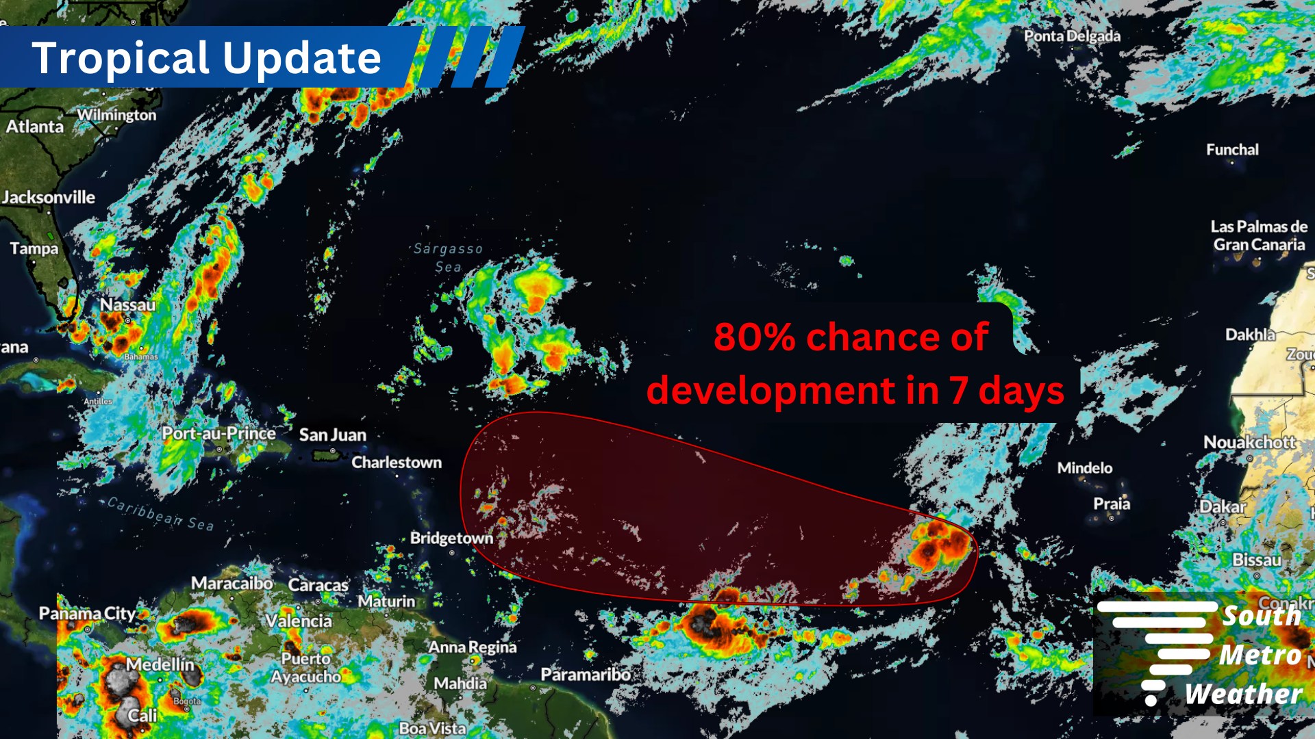 South - 9:15 am, 9.4.25: A disturbance in the Main Development Region ...