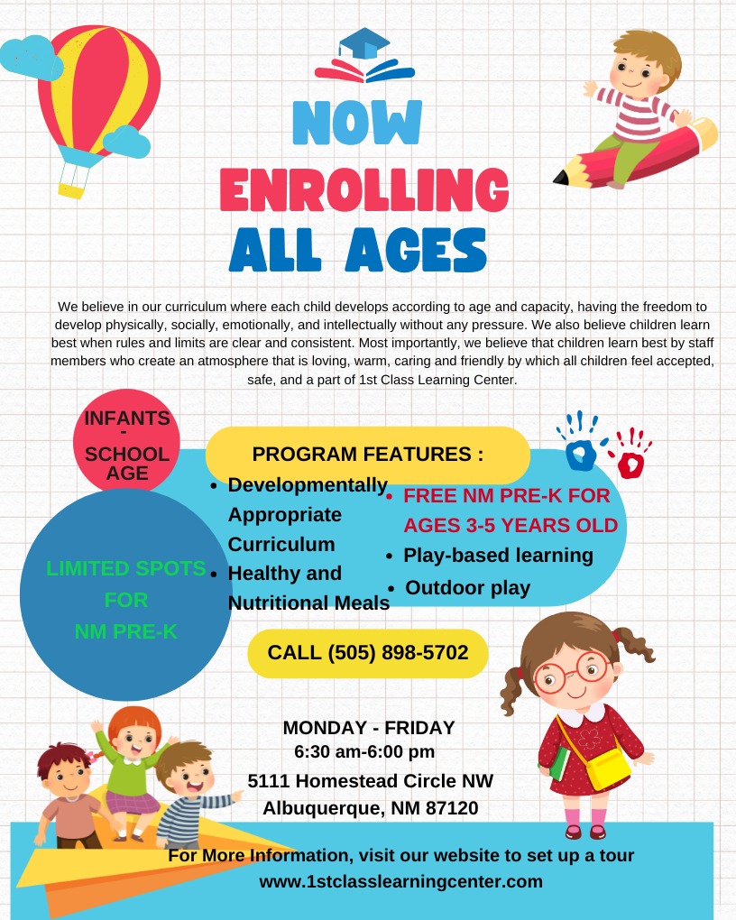 1st - We are currently Enrollng ALL AGES from Infants - School Age. We ...