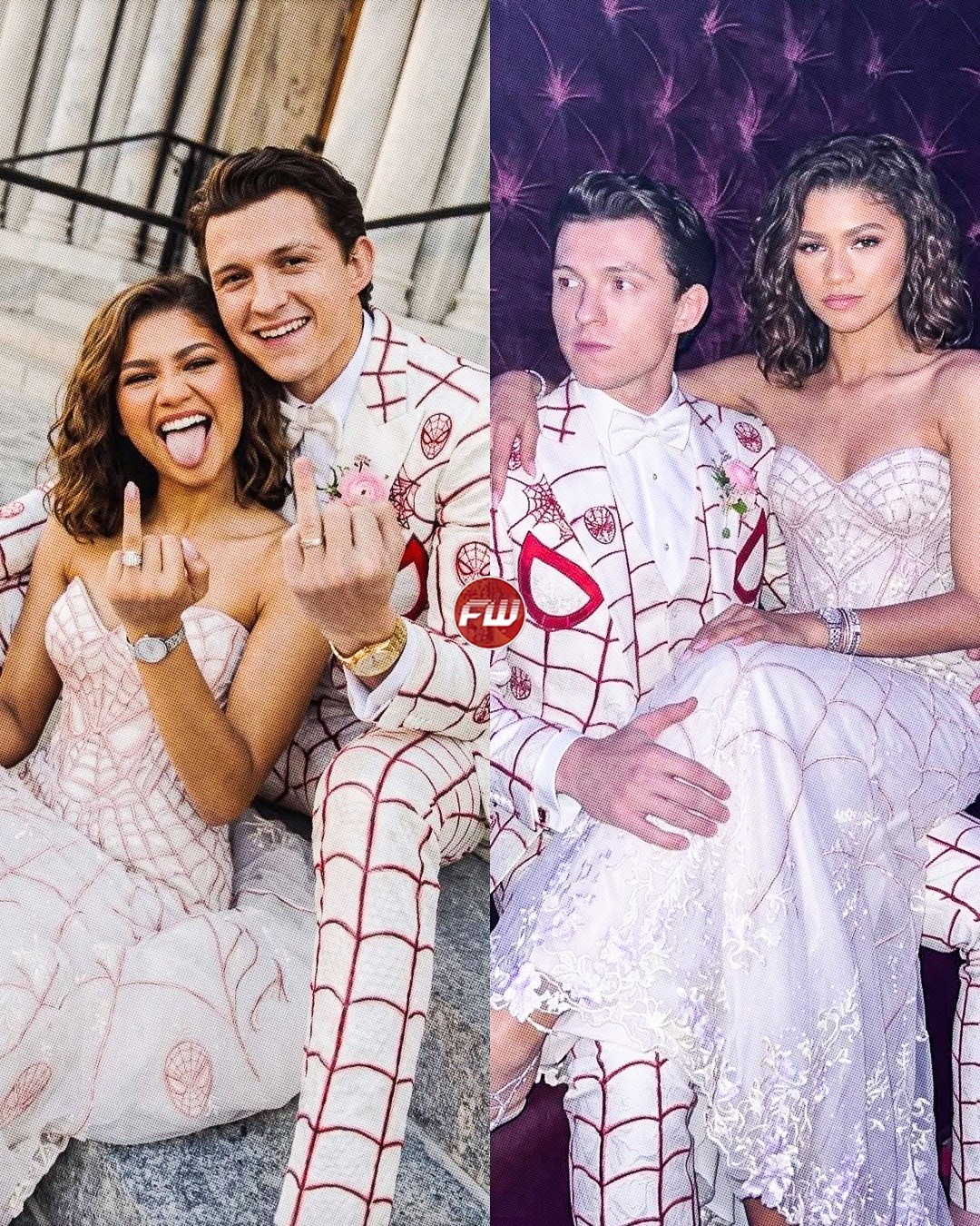 PETER PARKER (Tom Holland) and MICHELLE JONES-WATSON (Zendaya) got married dressed in Spider-man vibe wedding dress. A.I. enhanced photo , prompted by Dan C Rivera Jr (DCRJ) #tomholland #zendaya #SpiderManBrandNewDay #peterparker #peterparkerspiderman #