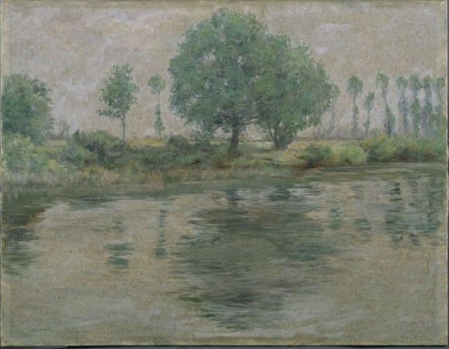岡田三郎助、セーヌ河上流の景、希少画集画、新品額装付 岡田三郎助《セーヌ河上流の景》31歳 明治32年(1899) キャンバス/油彩
