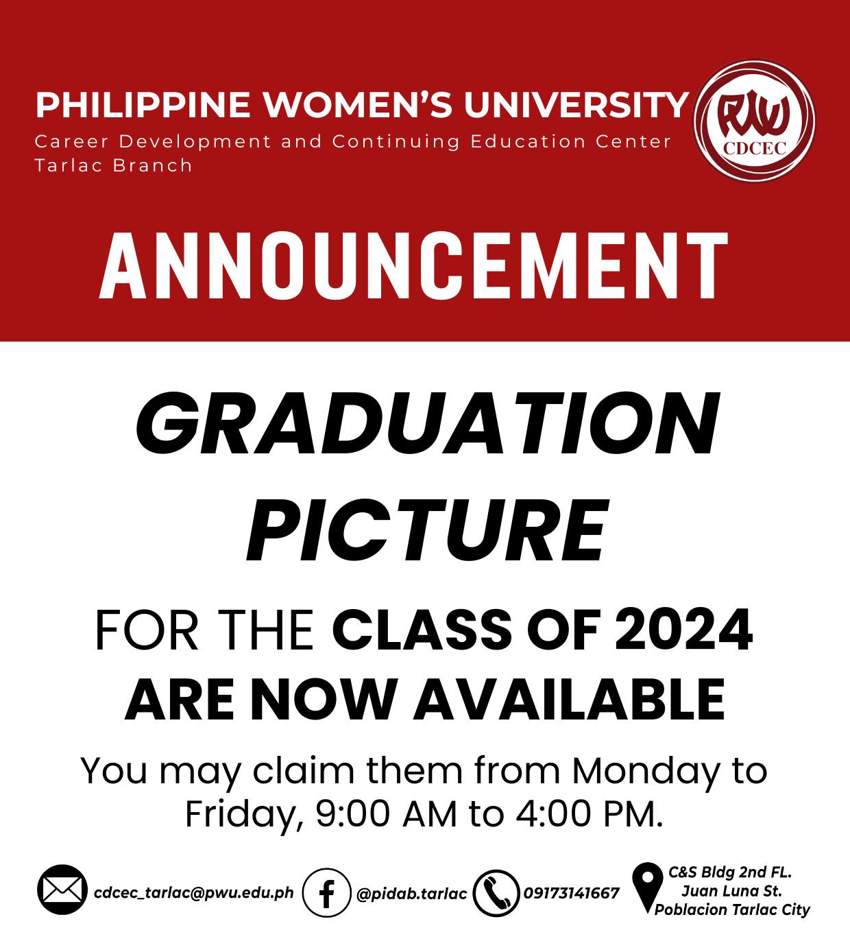 📢... - The Philippine Women's University - Tarlac | Facebook