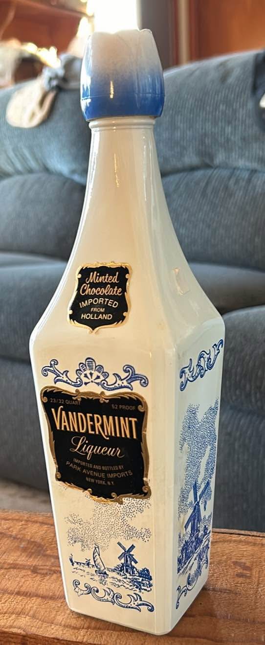 The Vintage Vandermint Liqueur Bottle from the 1970s features a