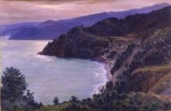 絵画 岡田三郎助 河口湖畔 油彩 油絵 風景画 岡田三郎助《伊豆山風景》67歳 Landscape of Izusan 昭和10年(1935
