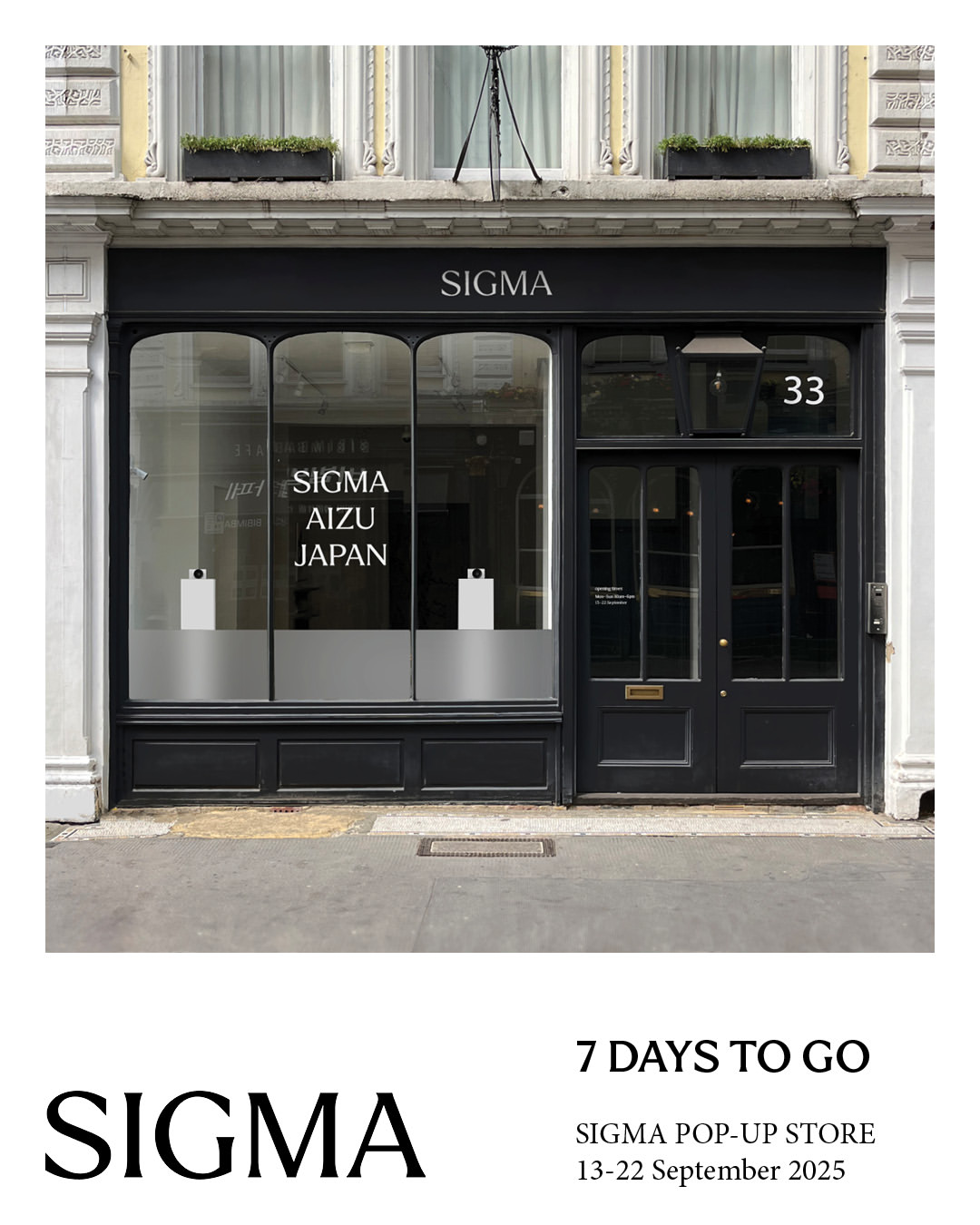 SIGMA - 𝟕 𝐃𝐀𝐘𝐒 𝐓𝐎 𝐆𝐎 SIGMA POP-UP STORE 13-22 September 2025 Learn more ...
