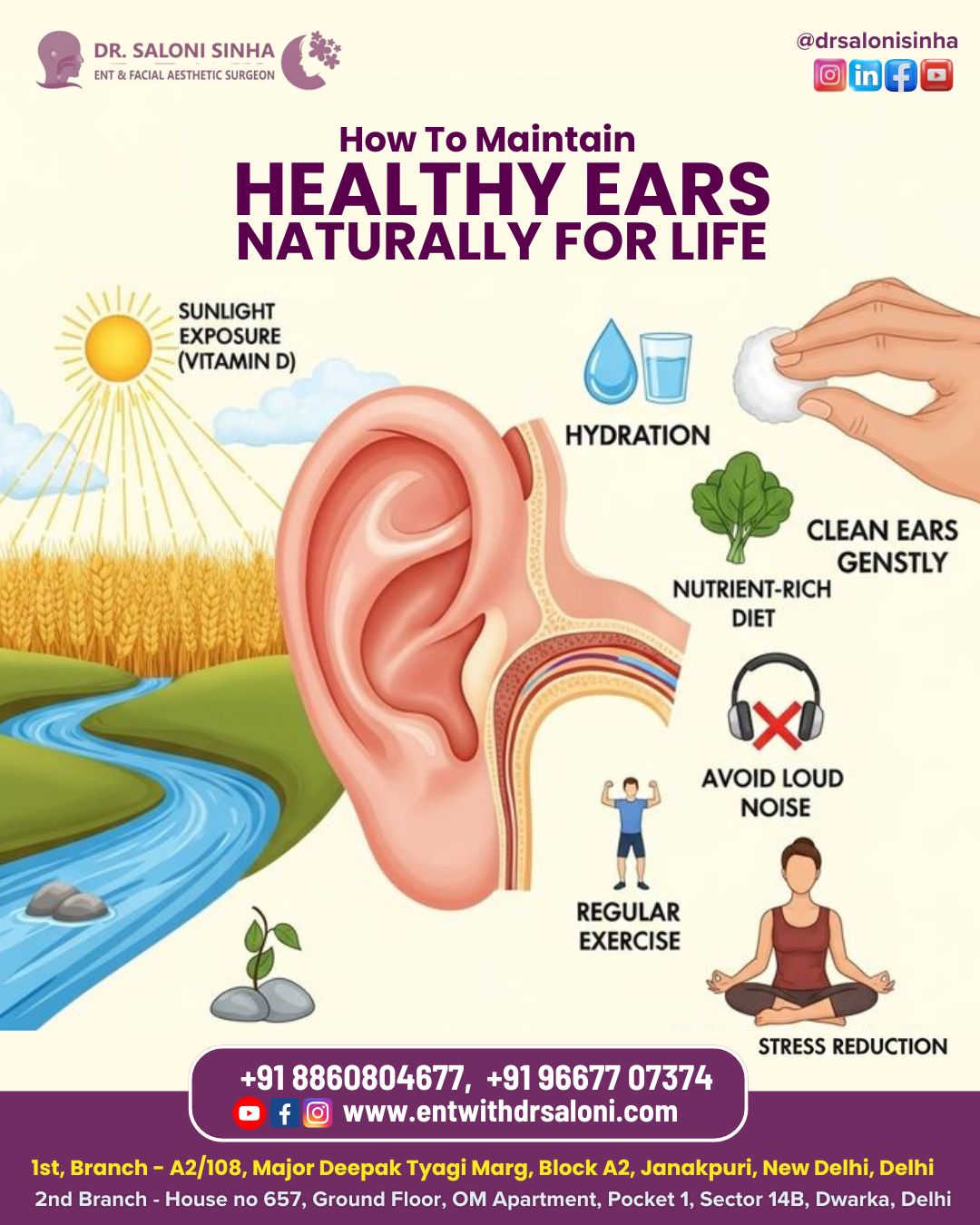 👂 Healthy Ears, Better Hearing, Better Life! Your ears play a vital role in balance, communication, and overall well-being. Maintaining ear health naturally can prevent infections, hearing loss, and long-term ENT problems