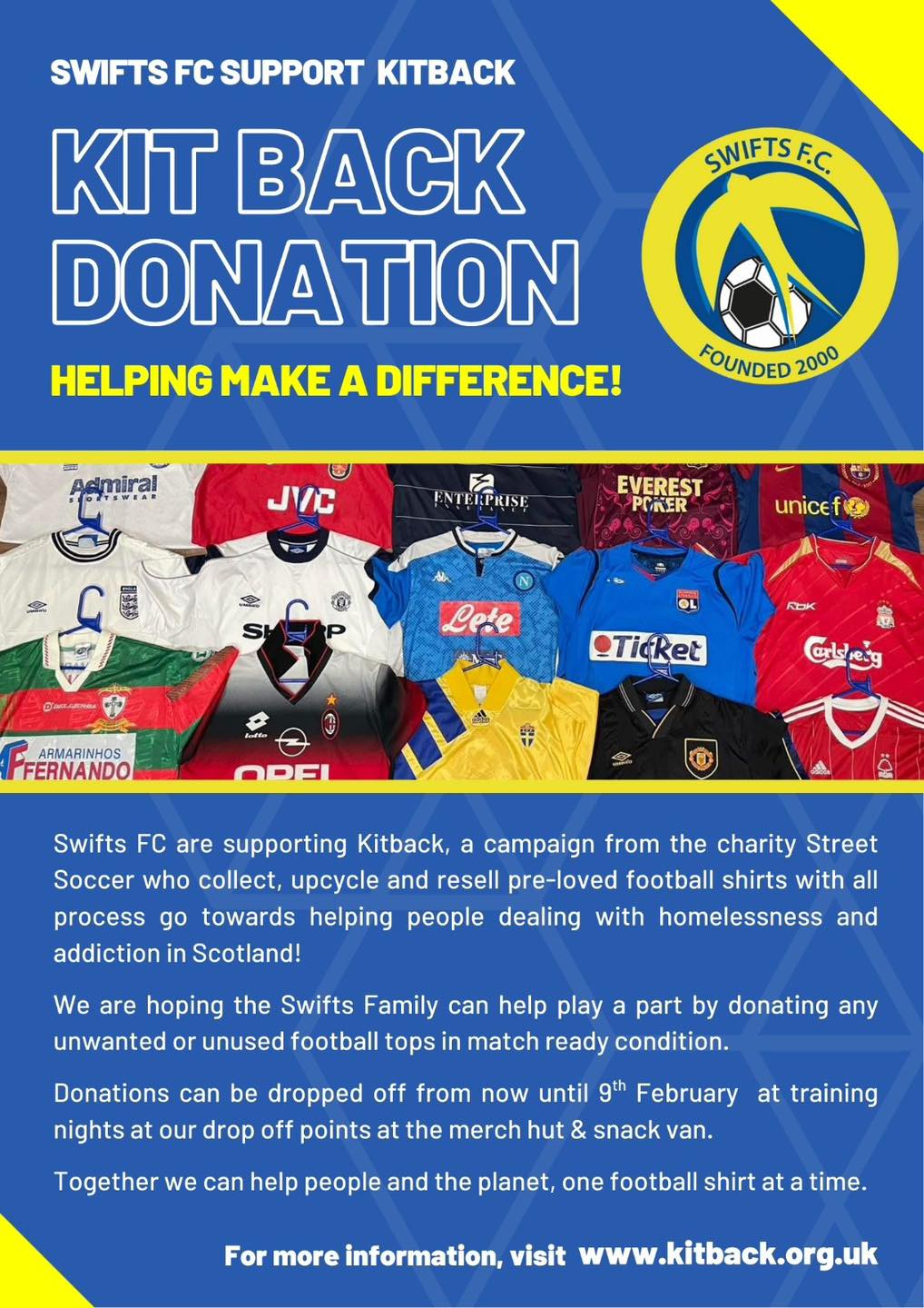 The Swifts - ⚽️👕Kitback👕⚽️ The club are supporting Street Soccer who ...