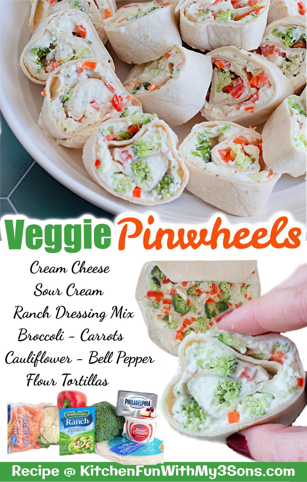 CREAM CHEESE VEGGIE ROLL-UPS... - Kitchen Fun With My 3 Sons | Facebook