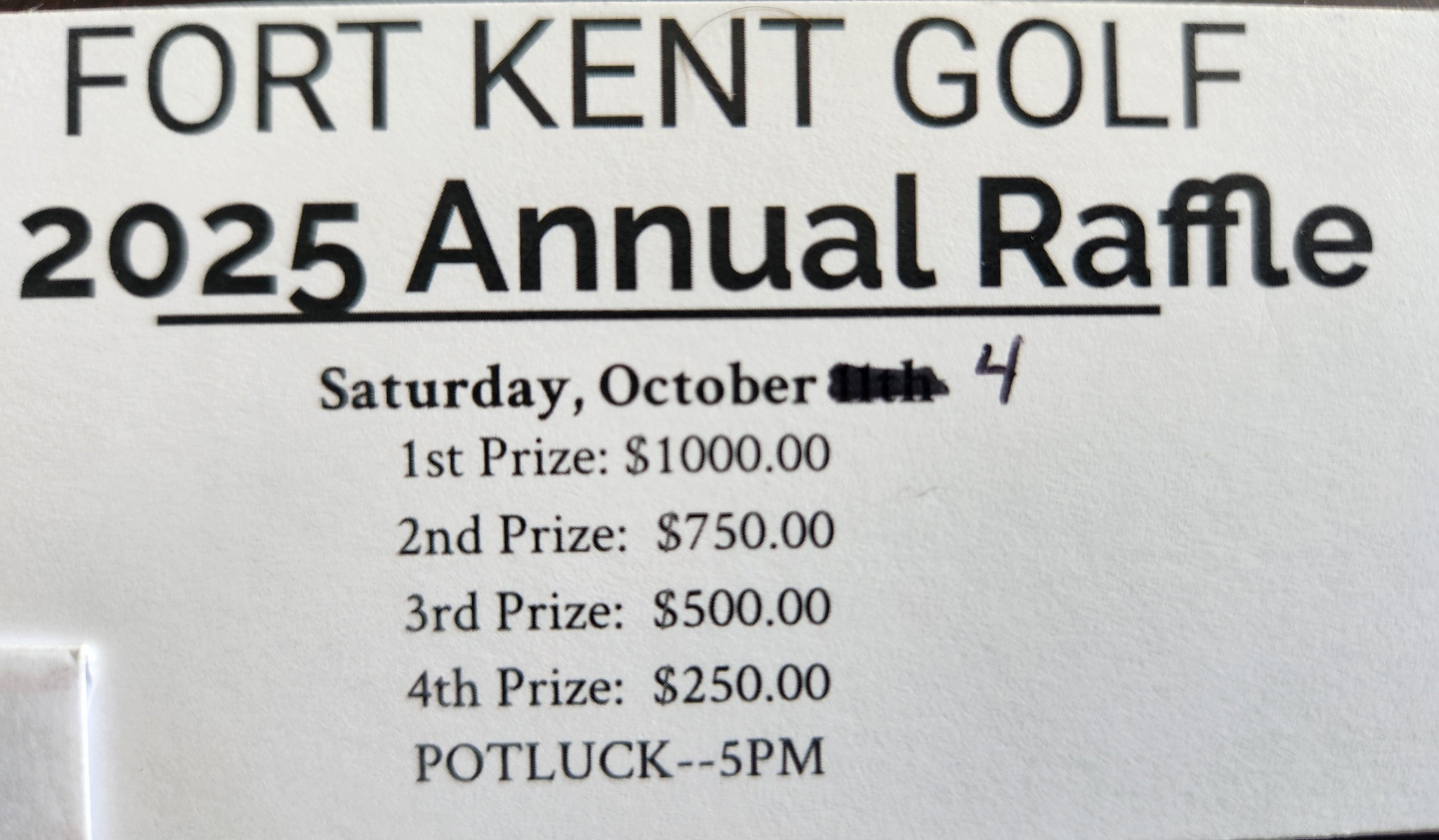 Fort - Tickets still available: Annual Raffle/Potluck supper and ...