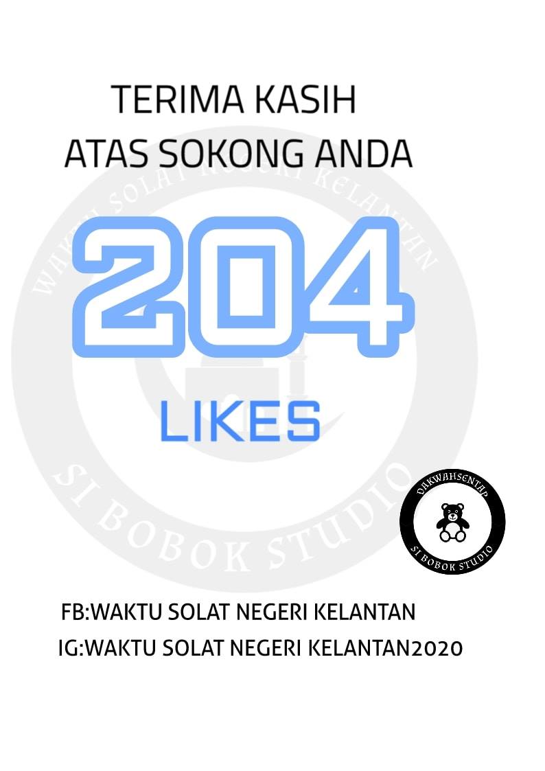 Waktu Solat Kelantan Terima Kasih Atas Sokongan Anda Kepada Page Waktu Solat Negeri Kelantan Doakan Admin Sihat Dan Diberi Masa Dan Murah Rezeki Untuk Terus Berkongsi Waktu Solat Kepada Anda Sekian Terima