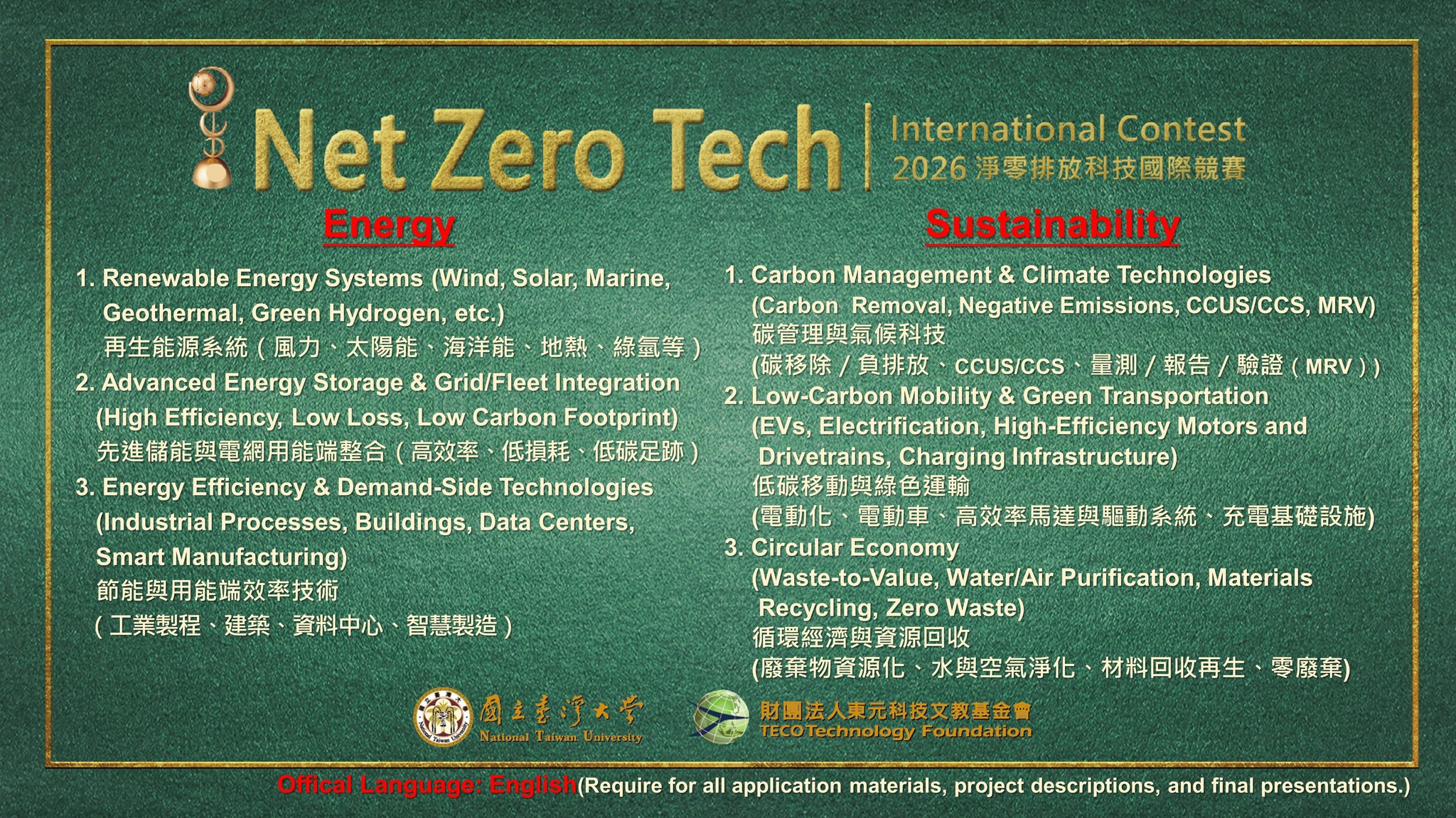 Net Zero Tech 淨零排放科技國際競賽