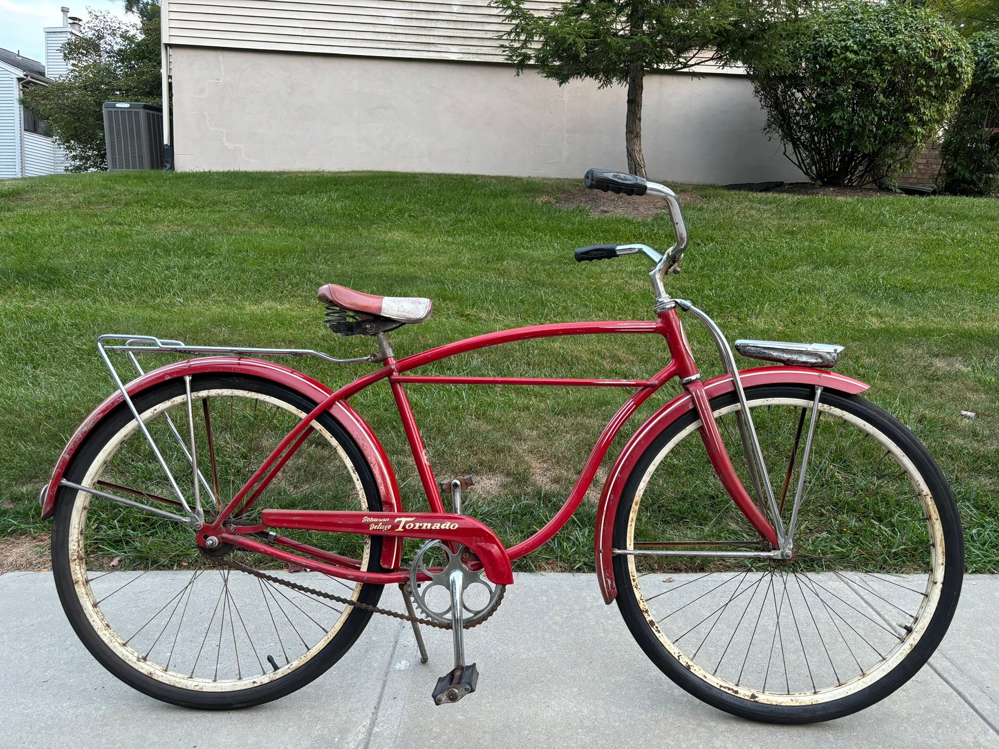 59 Tornado deluxe w/ rare Schwinn Tornado tires. For sale, if you