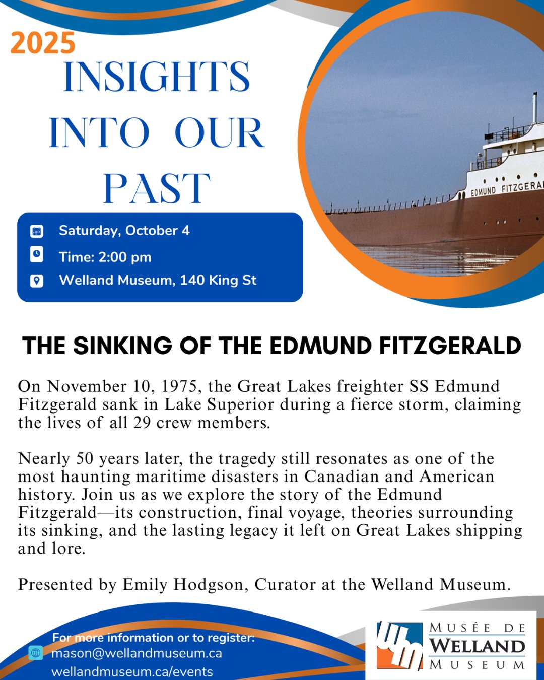 Welland - On November 10, 1975, the Great Lakes freighter SS Edmund ...