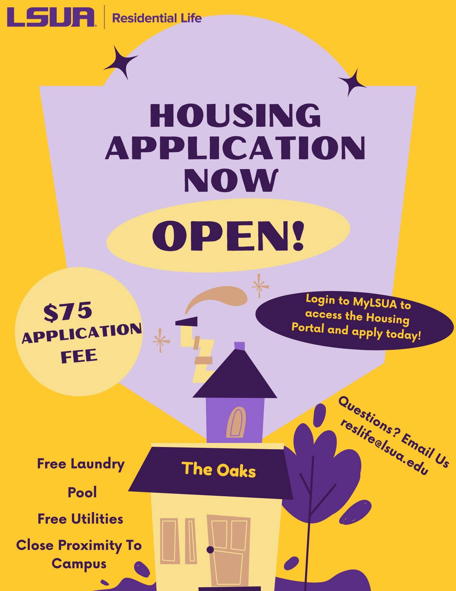 LSUA - 🚨 LSUA HOUSING IS OFFICIALLY OPEN! 🚨 The earlier you apply, the ...