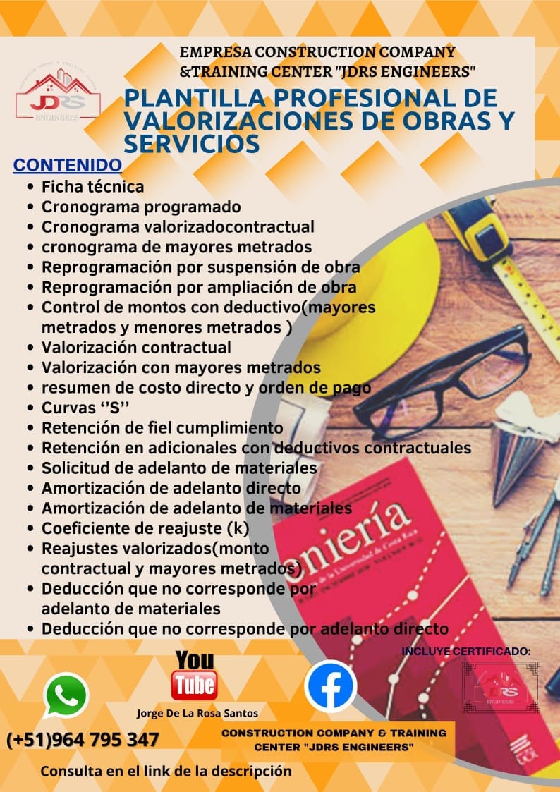 JDRS Engineers - 🤝PLANTILLA PROFESIONAL DE VALORIZACIONES DE OBRA Y ...