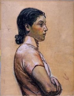 岡田三郎助《婦人半身像(下絵)》68歳 Study of Portrait of Woman 昭和