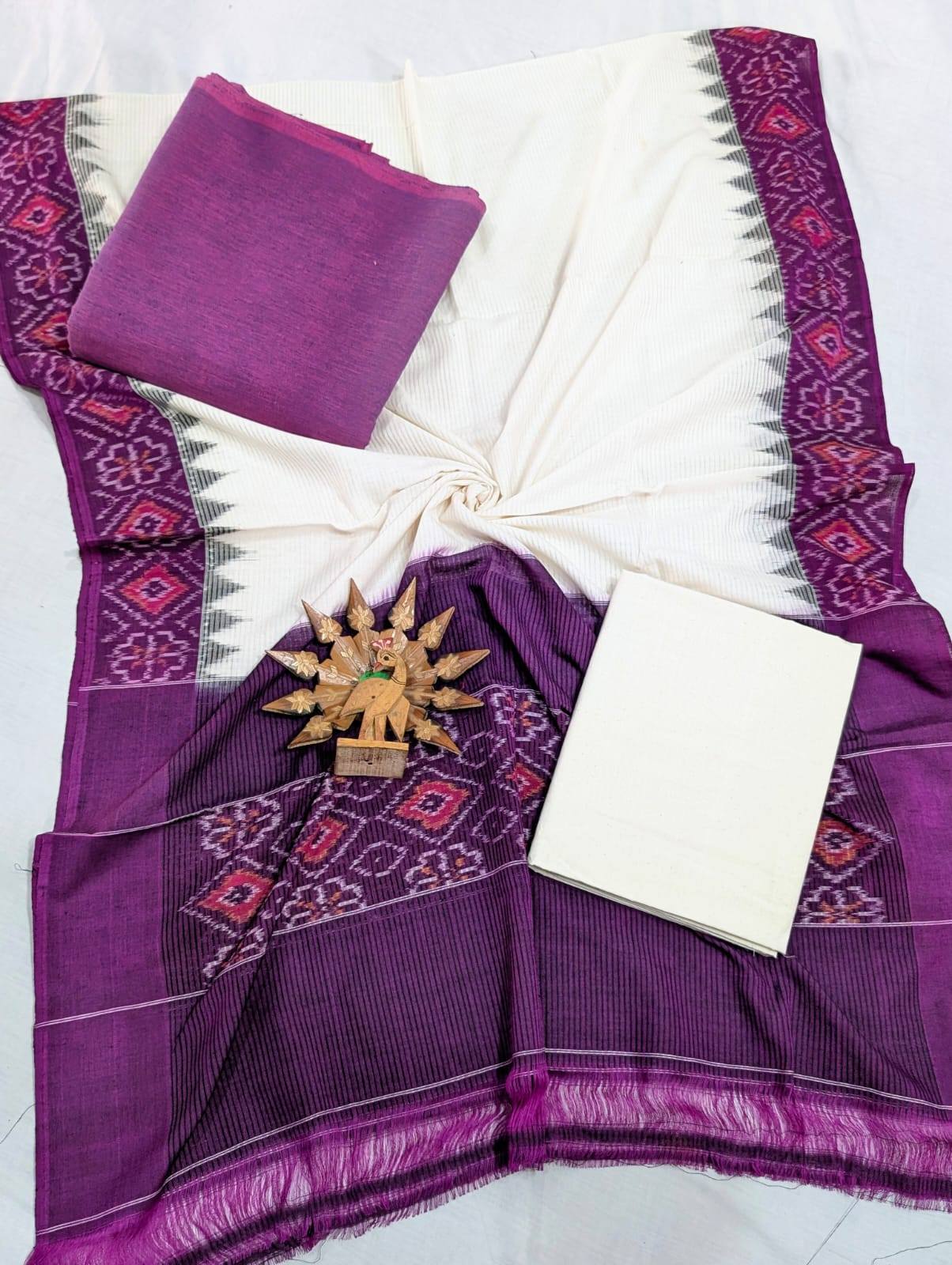 🌿 Pure Double Ikkat Cotton Dress Materials – Handcrafted Elegance! 🌿 Upgrade your ethnic wardrobe with our Premium Pure Double Ikkat Cotton Dress Materials, woven by skilled Indian handloom artisans. These exclusive