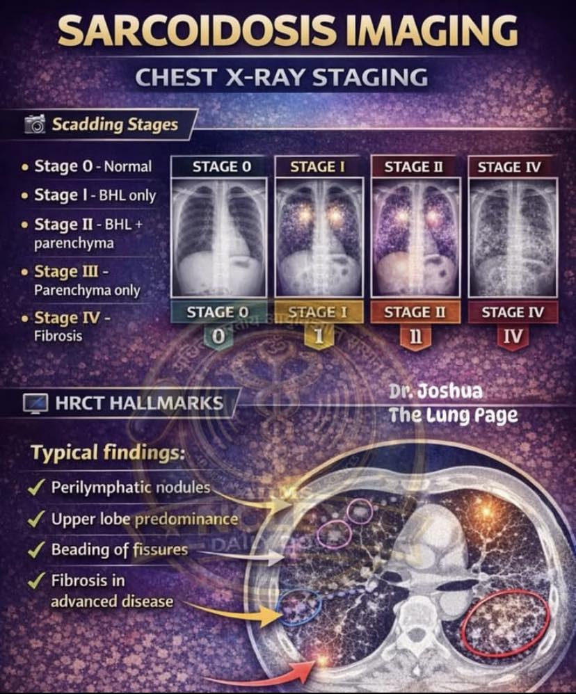 Cardiophilia - “Sarcoidosis decoded 📸 — from normal CXR to fibrosis ...