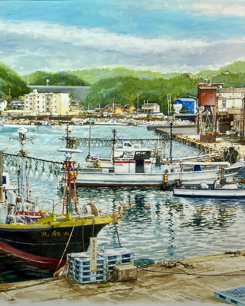 赤碕港 水彩画8号 #鳥取県