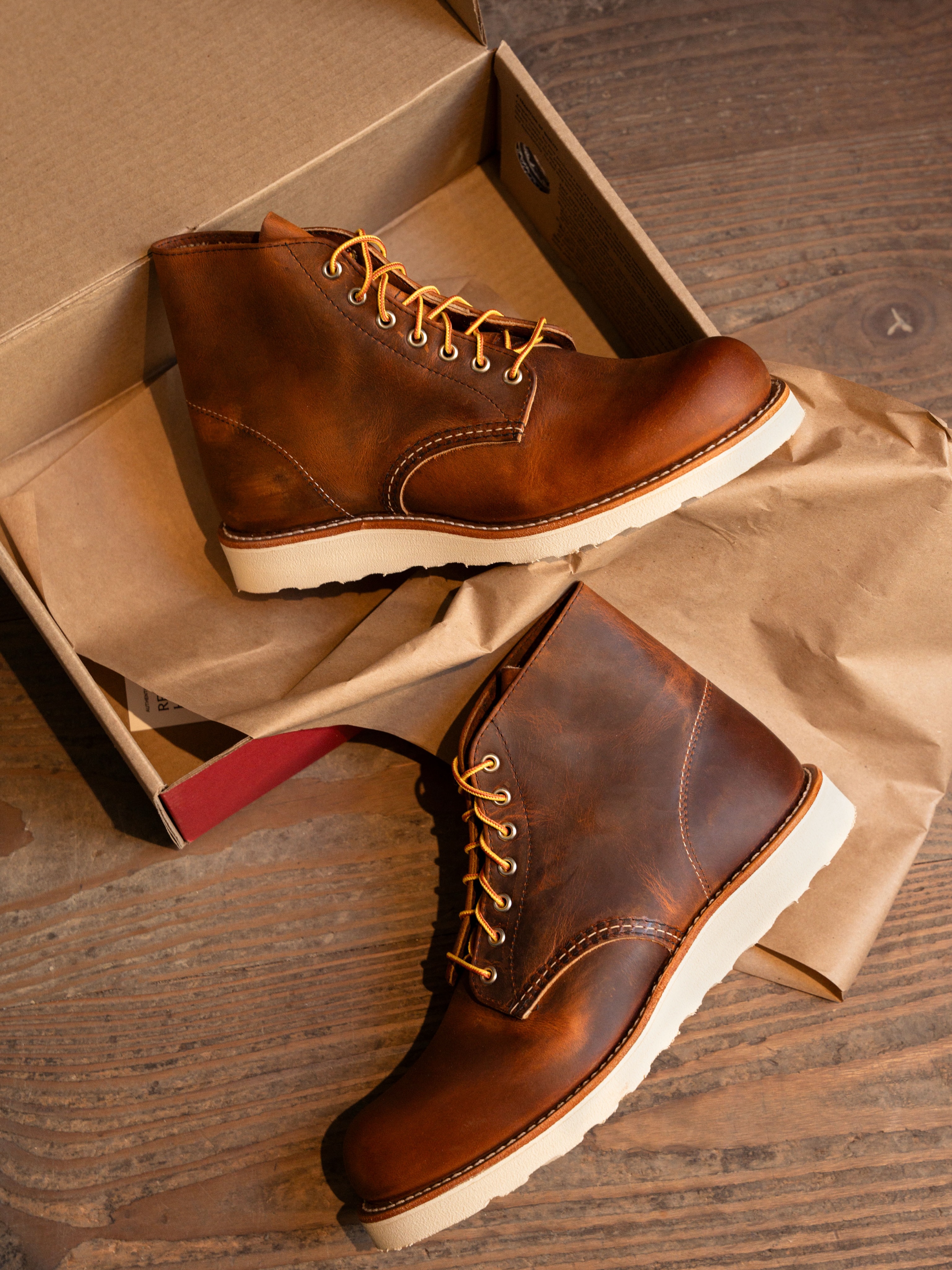 Red Wing 9111 round-toe boot restock in copper rough & tough leather
