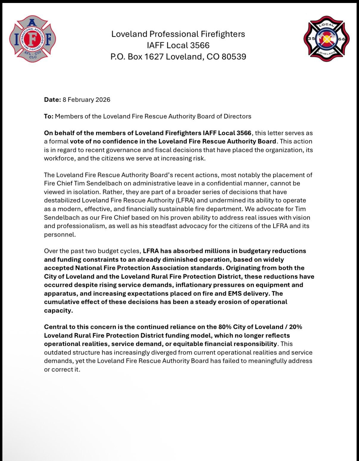 Loveland Local 3566... - Loveland Local 3566 Firefighters