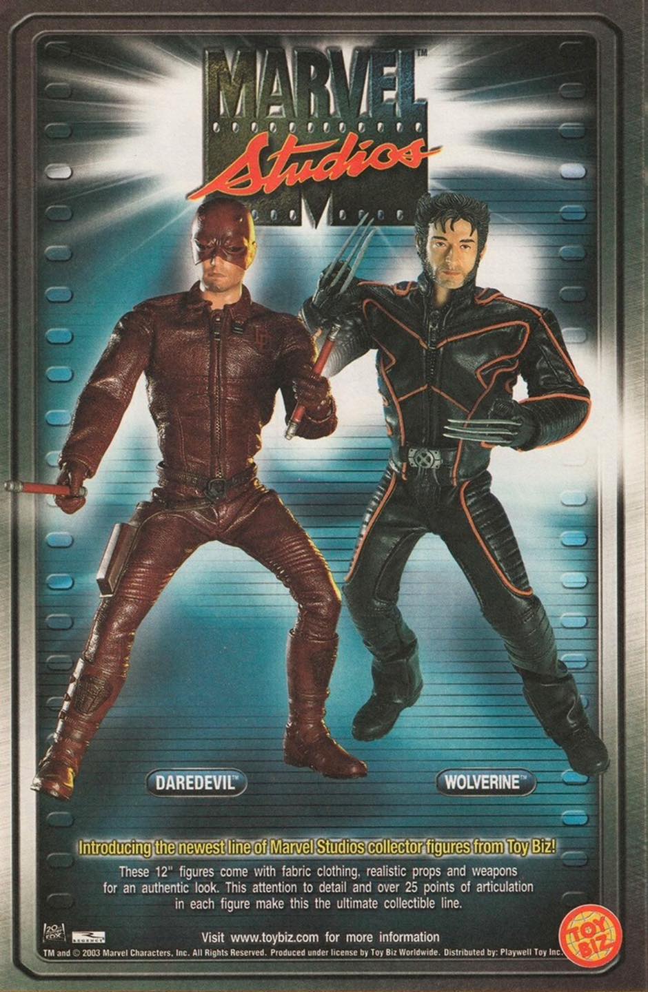 Print ad from 2003 showcasing Toy Biz's 12-inch Marvel Studios