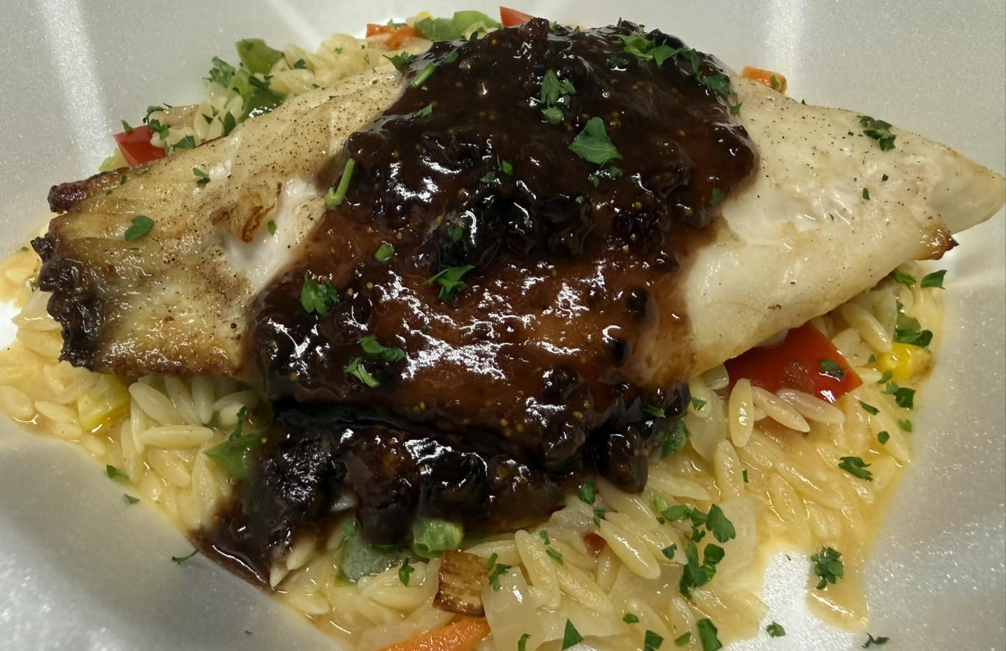 Sidel's - Pan seared Red Snapper fillet topped with Port wine fig ...