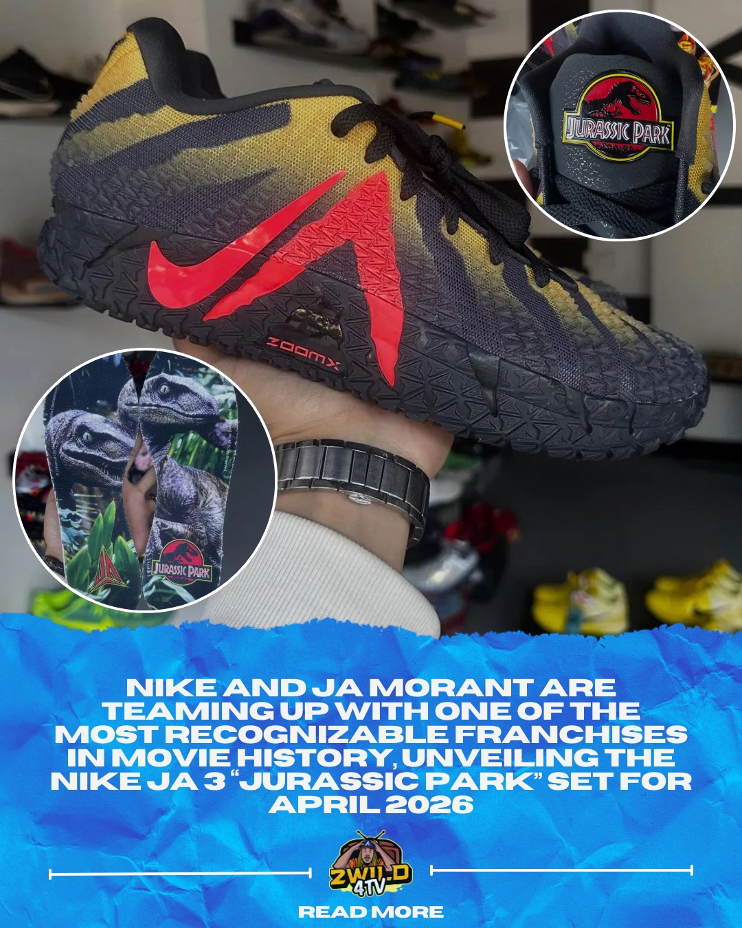 The Nike Ja 3 x Jurassic Park collaboration is set to release in