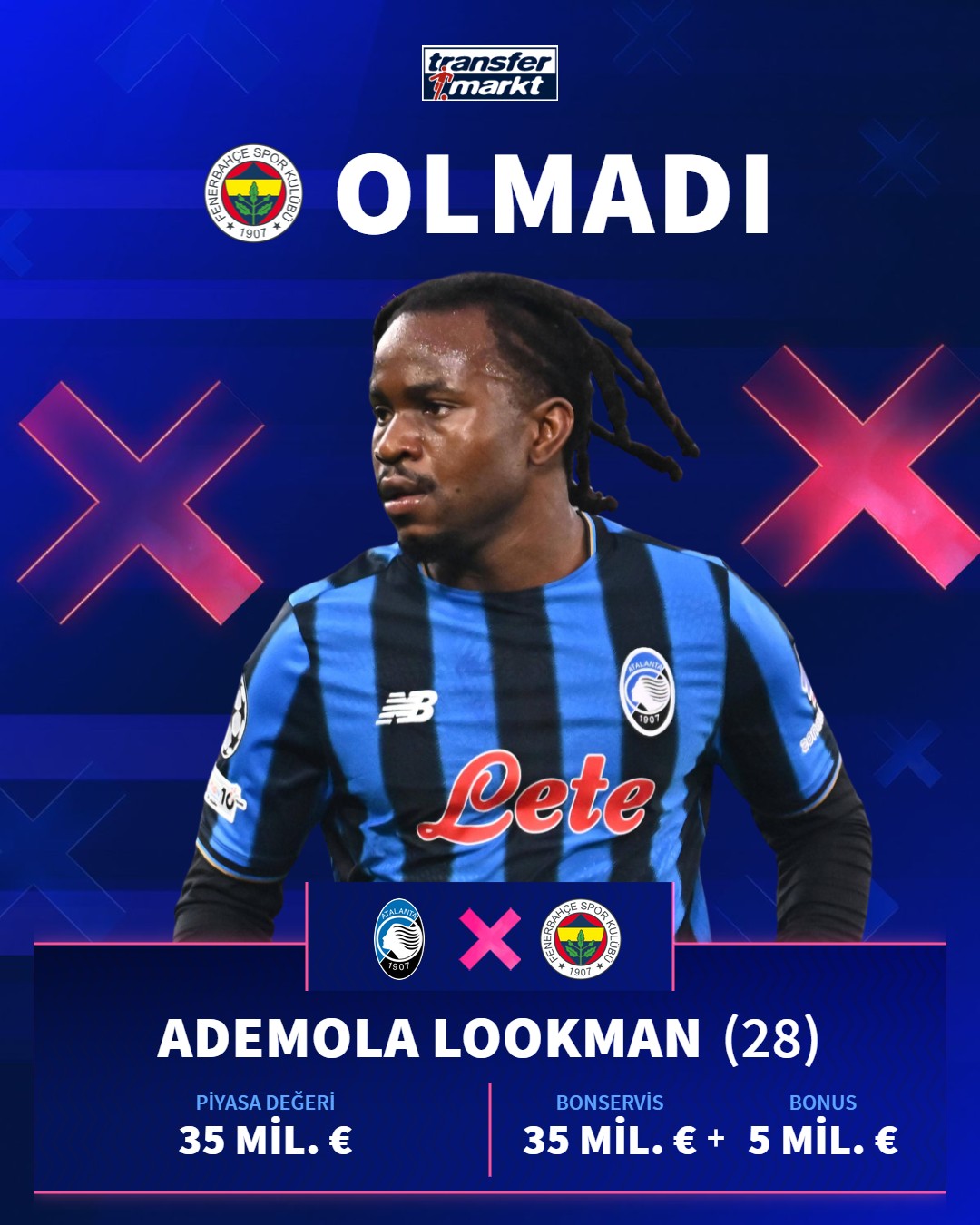🛑 Atalanta’nın 25 mil. € peşinat ve... - Transfermarkt.com.tr | Facebook
