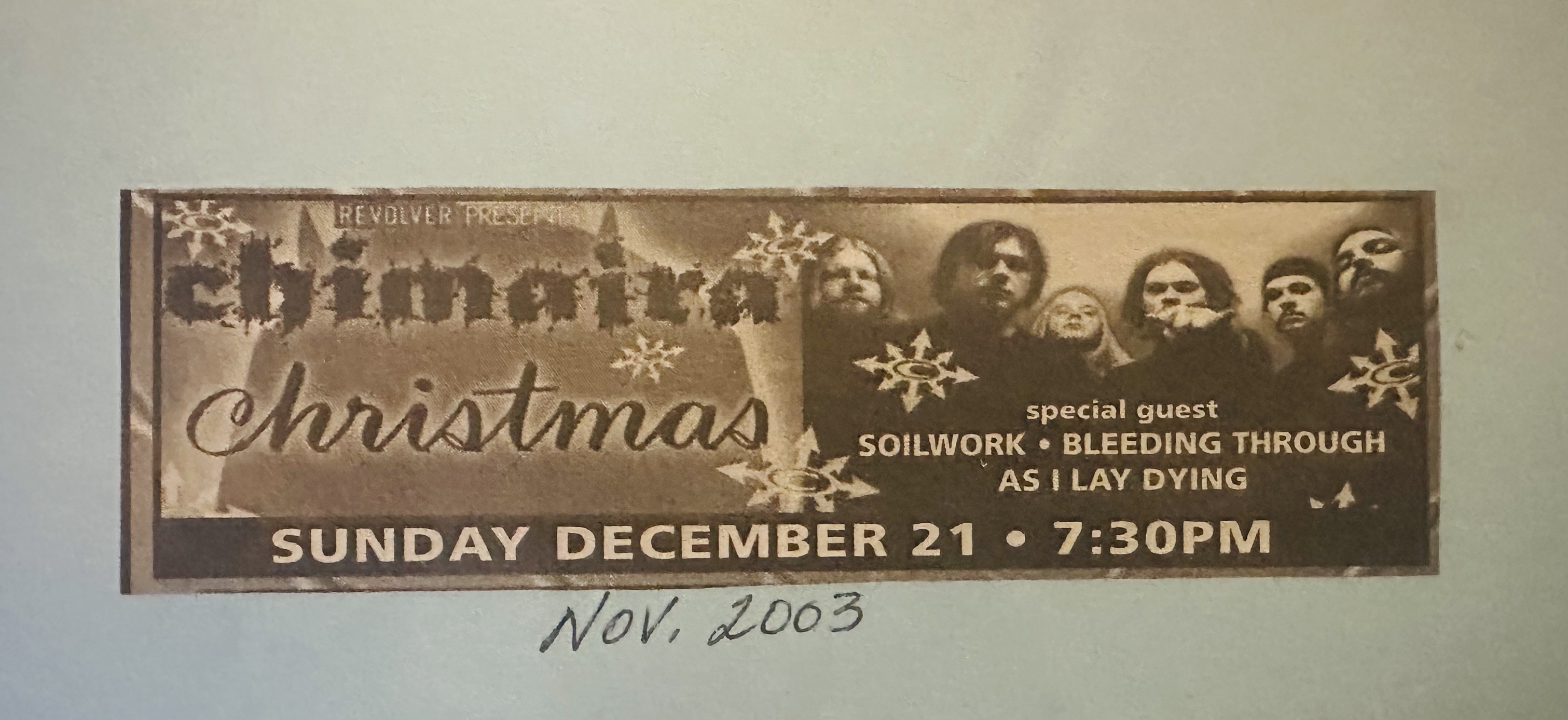 Chimaira Christmas IV was part of our Pure Hatred tour package