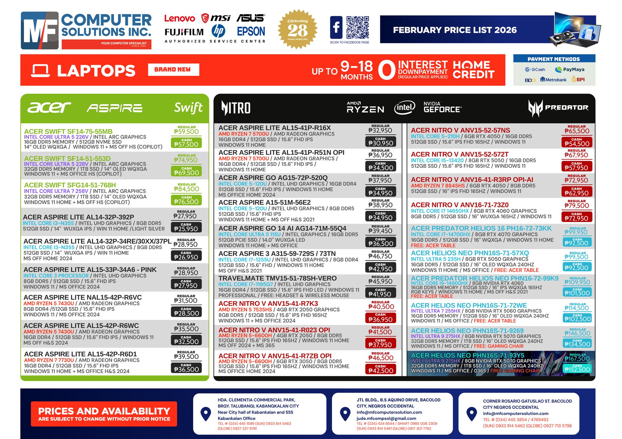 MF - UPDATE! Due to the recent increase in RAM and SSD prices, we are ...