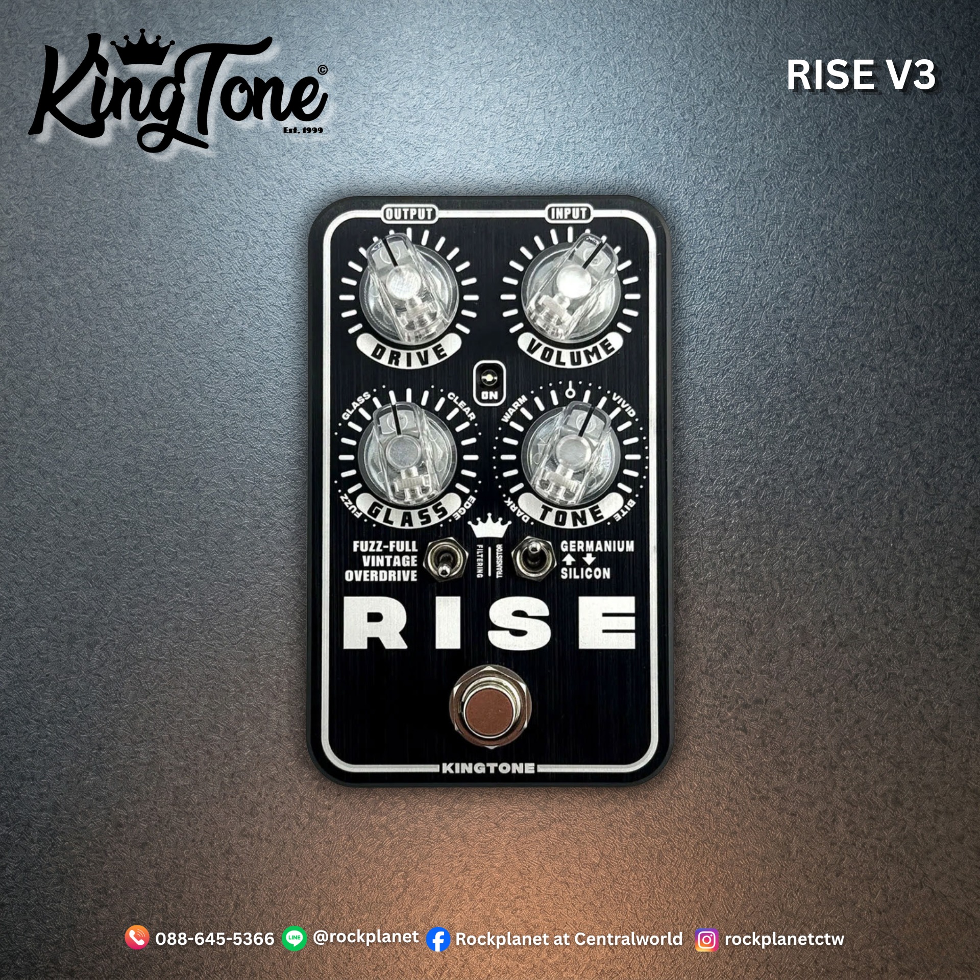 Kingtone Rise V3 Guitar Effect Overdrive Fuzz Booster เอฟเฟกต์