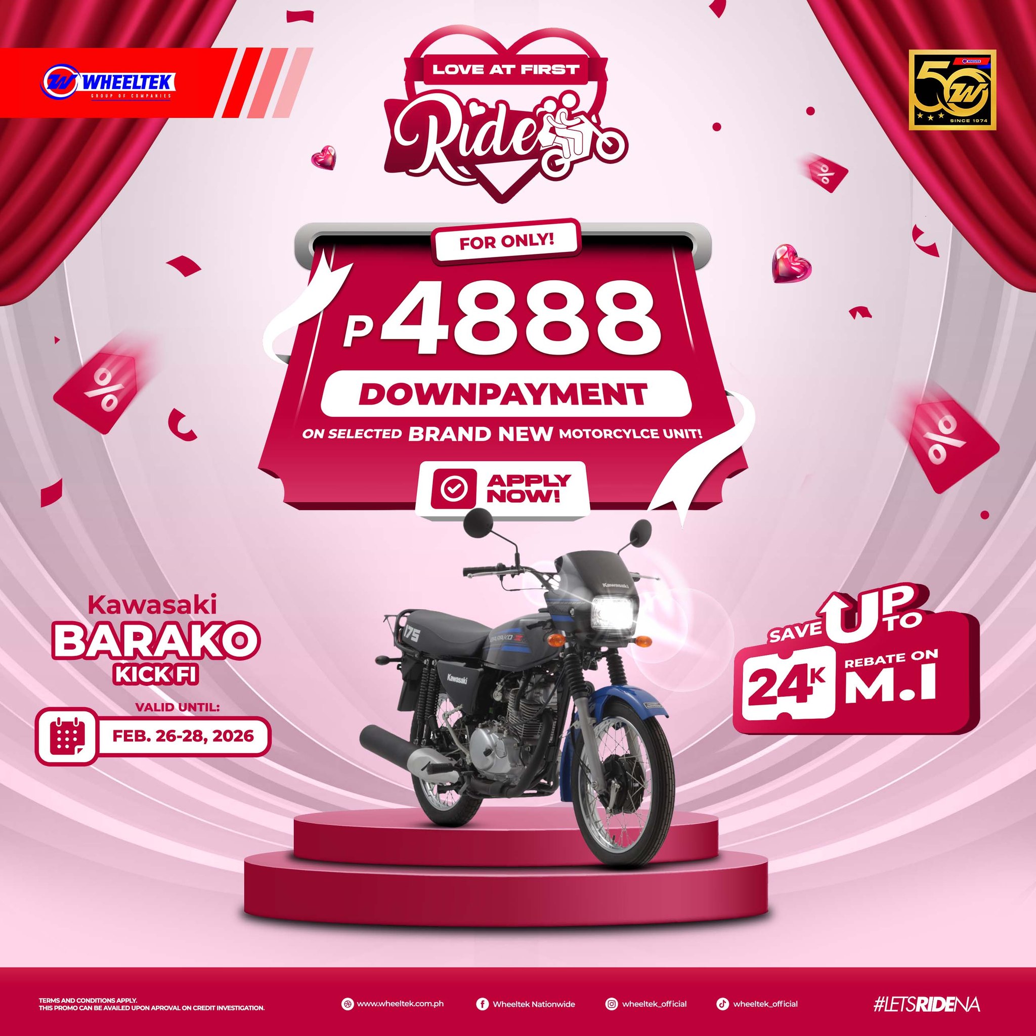 Start your love story on two wheels. Own a brand new Kawasaki