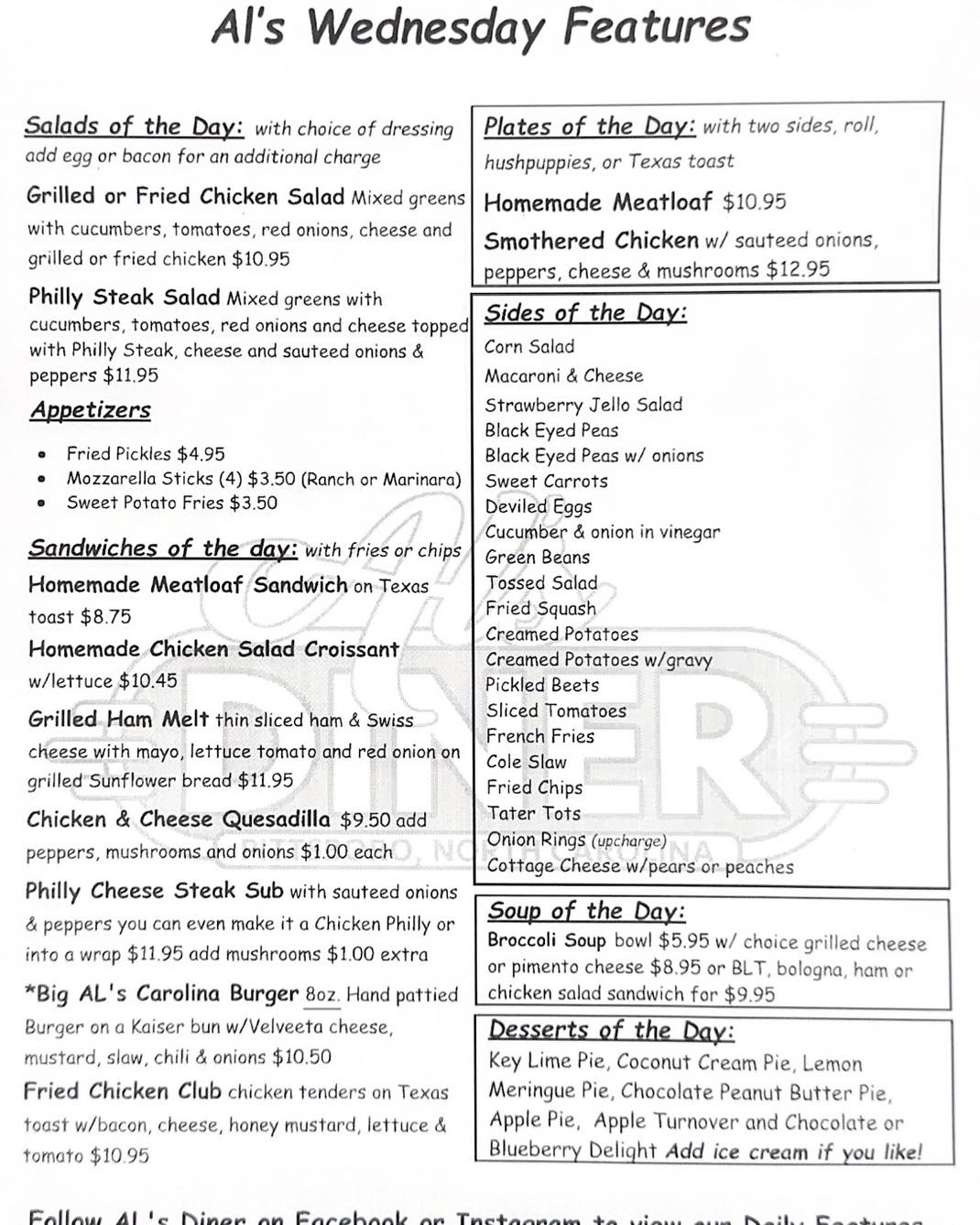 Al's - Happy Wednesday! Come on by Al’s today for Breakfast or Lunch ...