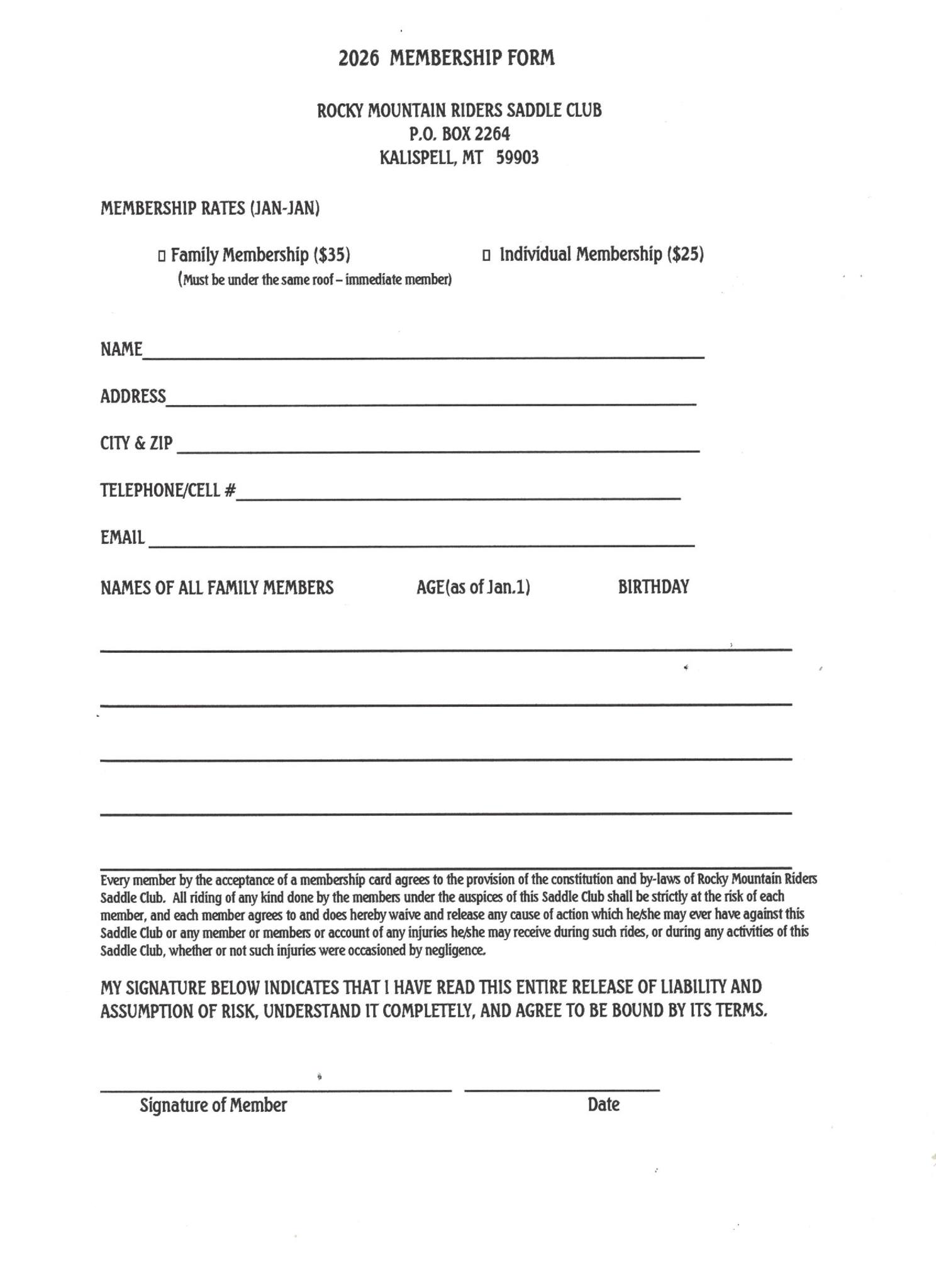 RMR Saddle Club - Here is the 2026 Membership Form - you... | Facebook
