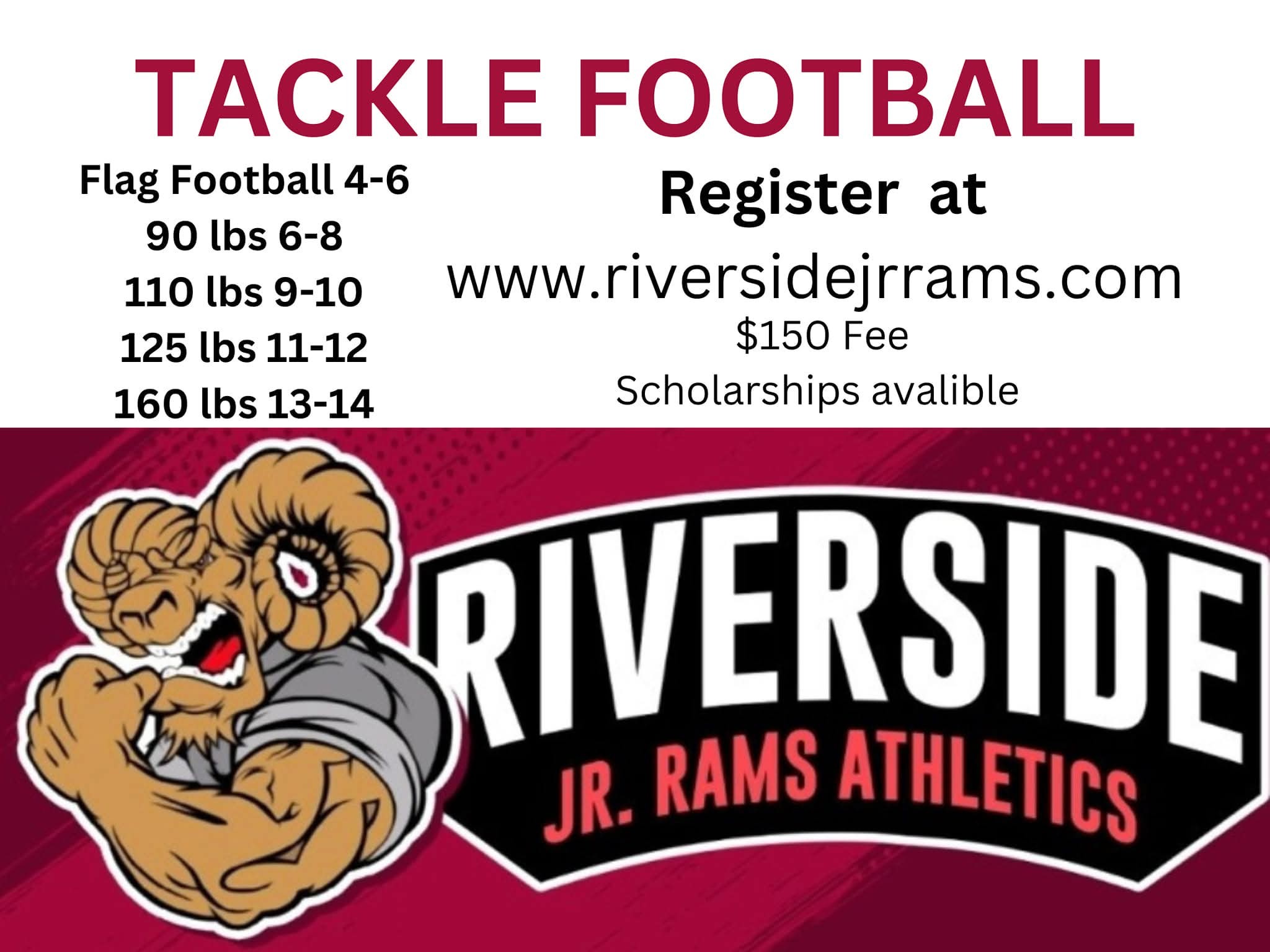 Tackle football registration is now... - Riverside Jr. Rams | Facebook