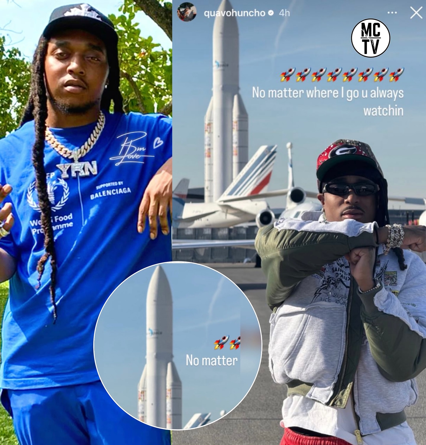 Quavo saw a rocket in the background of his photo & was reminded 