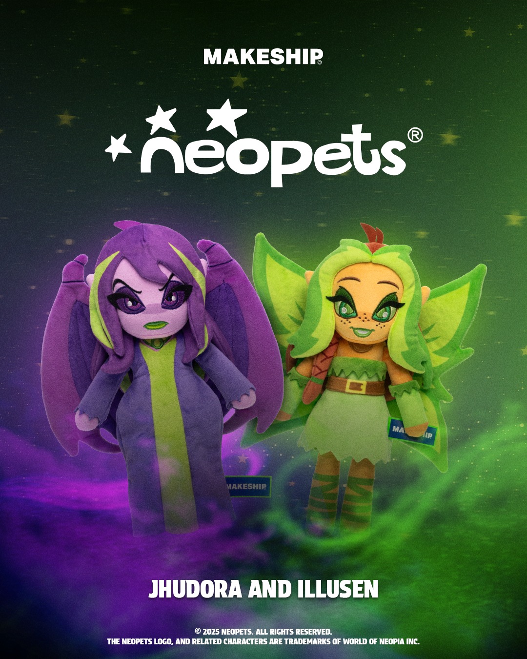 Neopets Jhudora and Illusen plushies by MAKESHIP